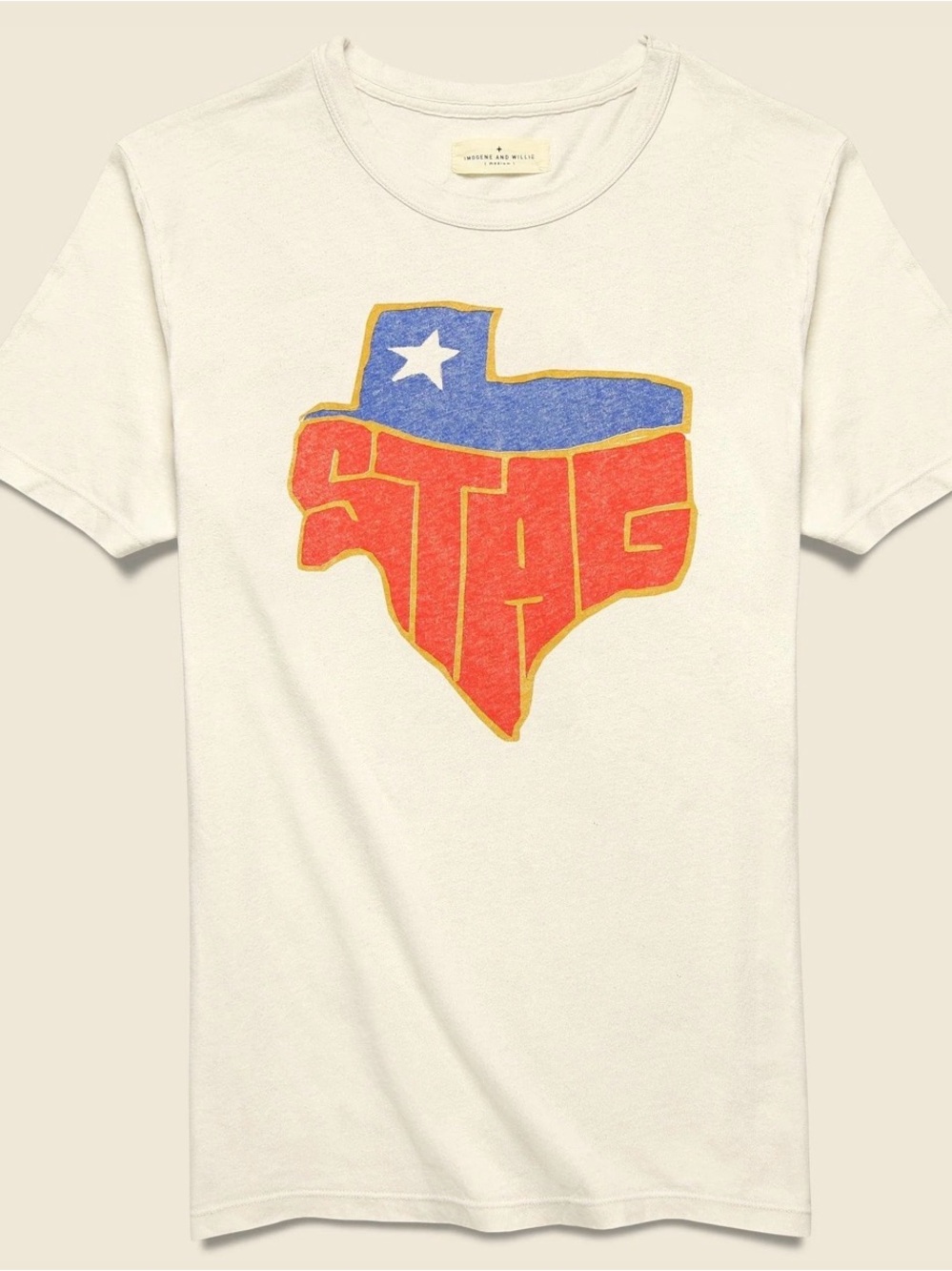 imogene + willie Cream Tee with Red and Blue Texas Graphic
